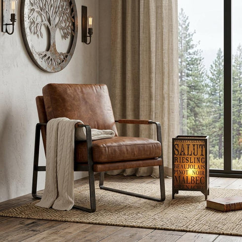18" Brown Metal Floor Candle Holder