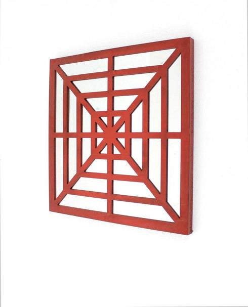 24" X 24" Blue Geometric Mirror Square Hanging Wall Decor