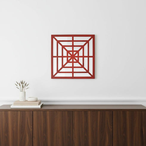 24" X 24" Blue Geometric Mirror Square Hanging Wall Decor