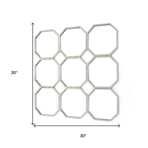 30" X 30" X 1" Silver Mirrored Metal - Wall Sculpture