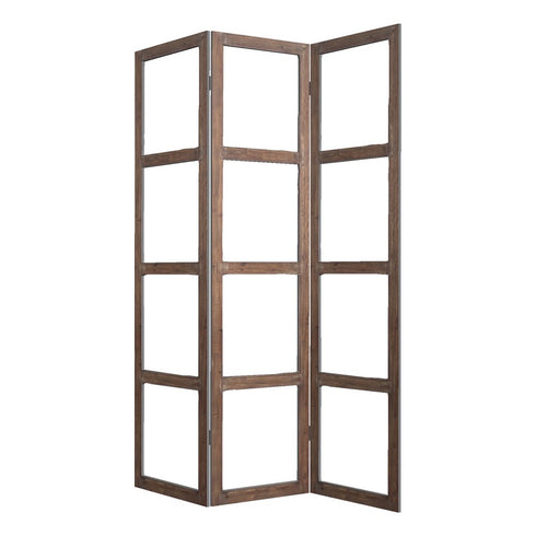 1" x 63" x 84" Brown Wood Glass Screen