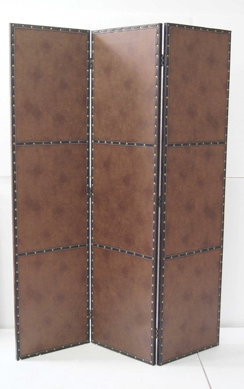 1" x 63" x 84" Brown Wood Glass Screen