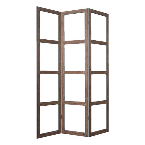 1" x 63" x 84" Brown Wood Glass Screen