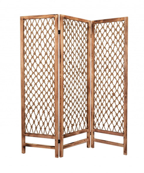 1" x 60" x 69" Natural Rope Wooden Screen