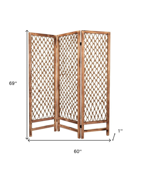 1" x 60" x 69" Natural Rope Wooden Screen