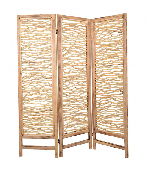 1" x 60" x 69" Brown 3 Panel Wood Foldable Screen