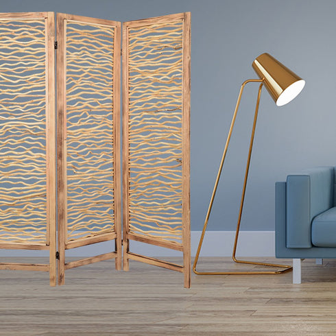 1" x 60" x 69" Brown 3 Panel Wood Foldable Screen