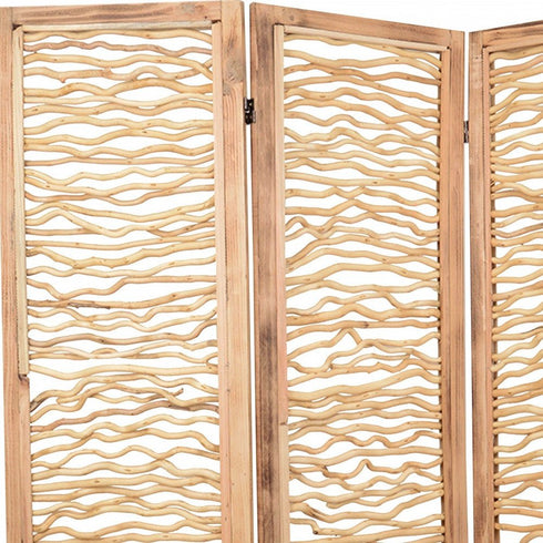 1" x 60" x 69" Brown 3 Panel Wood Foldable Screen