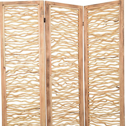 1" x 60" x 69" Brown 3 Panel Wood Foldable Screen