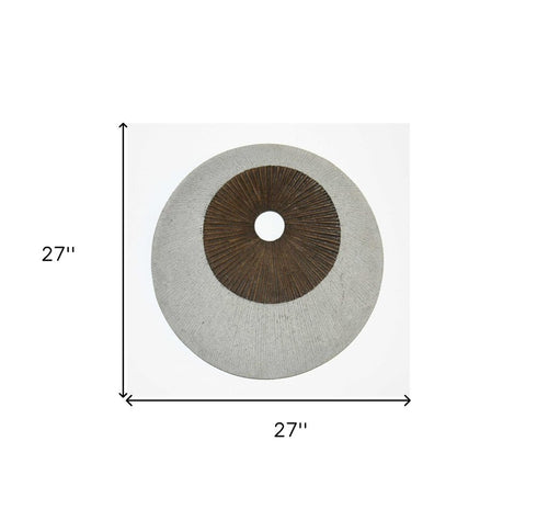 27" X 27" X 3" Brown & Gray Round Double Layer Ribbed Wall Decor