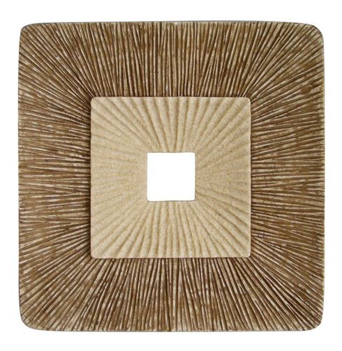 19" X 19" Brown Geometric Sandstone Square Hanging Wall Decor