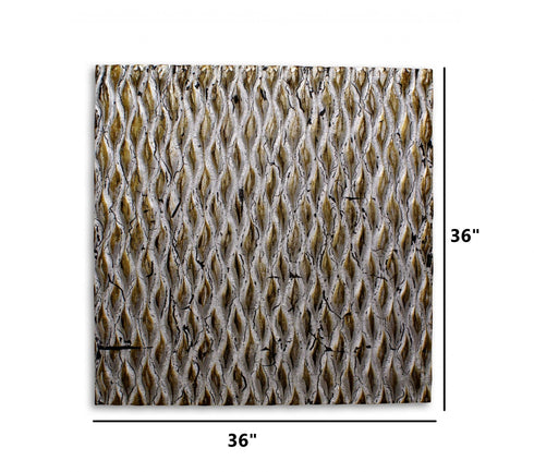 36" X 36" Gold Abstract Wood Hanging Dimensional Sculpture