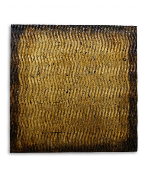 36" X 36" Gold Abstract Wood Hanging Dimensional Sculpture