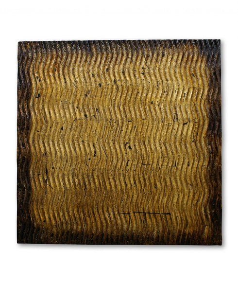 36" X 36" Gold Abstract Wood Hanging Dimensional Sculpture