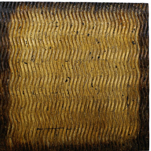 36" X 36" Gold Abstract Wood Hanging Dimensional Sculpture