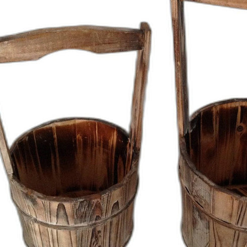 10" x 10" Brown, Wood Garden Planter - 2 Piece