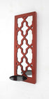 17" Red And Silver Geometric Solid Wood Wall Sconce Candle Holder