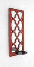 17" Red And Silver Geometric Solid Wood Wall Sconce Candle Holder