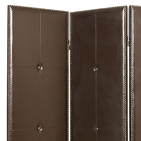 1" x 60" x 72" Brown Faux Leather Screen