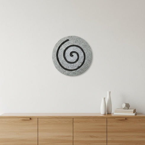 28" X 28" X 2" Gray Round Modern Spiral Wall Art