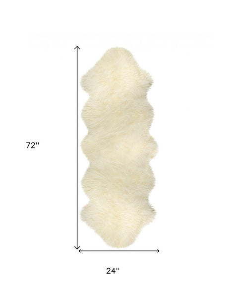 6' Natural Genuine Sheepskin Animal Print Shag Area Rug