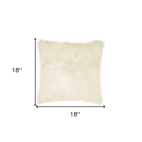 18" Natural Sheepskin Throw Pillow