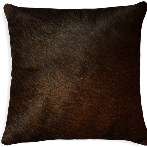 18" Chocolate Cowhide Throw Pillow