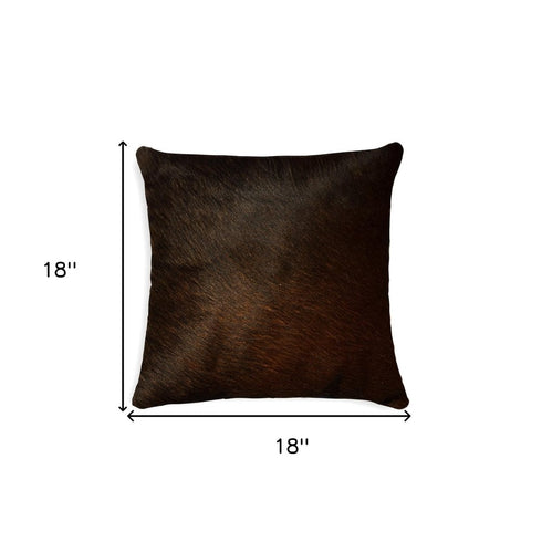 18" Chocolate Cowhide Throw Pillow