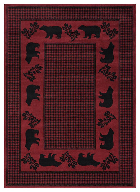 United Weavers Highlands Bear March Red Area Rug