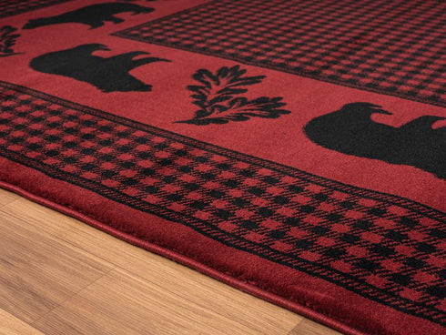 United Weavers Highlands Bear March Red Area Rug
