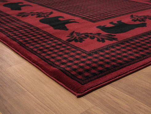 United Weavers Highlands Bear March Red Area Rug