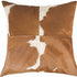 18" Brown And White Cowhide Throw Pillow
