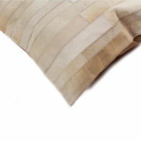 18" Tan Cowhide Throw Pillow