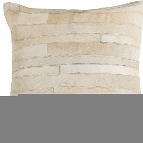 18" Tan Cowhide Throw Pillow