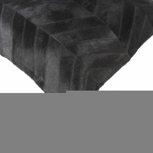 18" Black Cowhide Throw Pillow