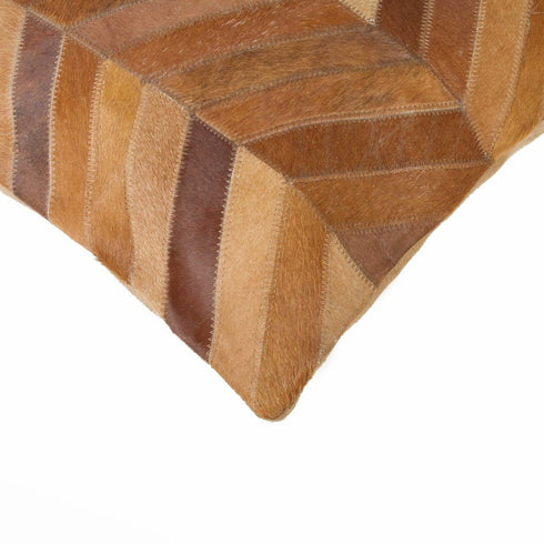 18" Tan Cowhide Throw Pillow