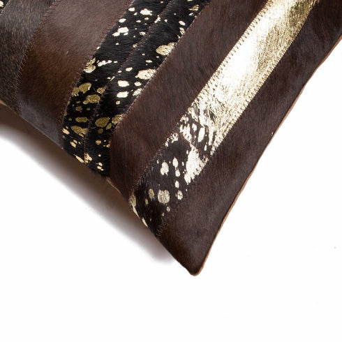 Set of Two 18" Chocolate Cowhide Throw Pillows