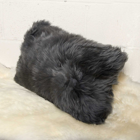 12" X 20" X 5" Gray Sheepskin Pillow 2 Pack