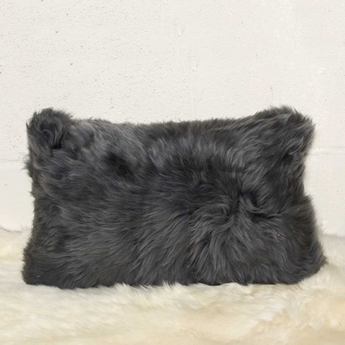 12" X 20" X 5" Gray Sheepskin Pillow 2 Pack