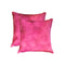 Set of Two 18" Fuchsia Cowhide Throw Pillows