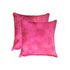 Set of Two 18" Fuchsia Cowhide Throw Pillows