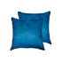 Set of Two 18" Royal Blue Cowhide Throw Pillows