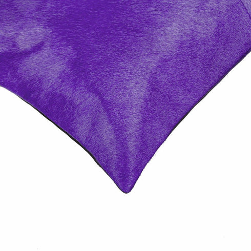 Set of Two 18" Purple Cowhide Throw Pillows
