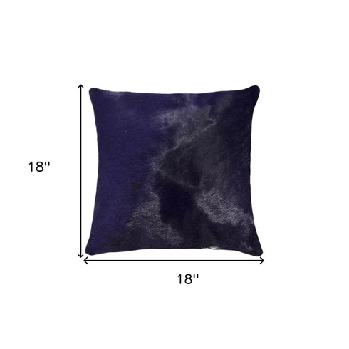 Set of Two 18" Navy Cowhide Throw Pillow