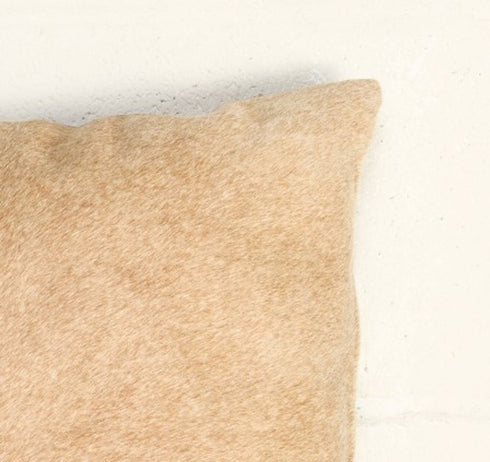 Set of Two 12" X 20" Tan Cowhide Throw Pillows