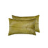 Set of Two 12" X 20" Lime Green Cowhide Throw Pillow