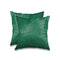 Set of Two 18" Green Cowhide Throw Pillows