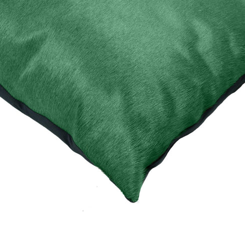 Set of Two 18" Green Cowhide Throw Pillows