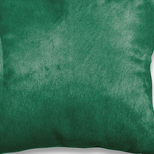 Set of Two 18" Green Cowhide Throw Pillows