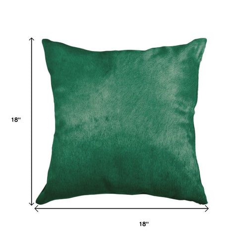 Set of Two 18" Green Cowhide Throw Pillows